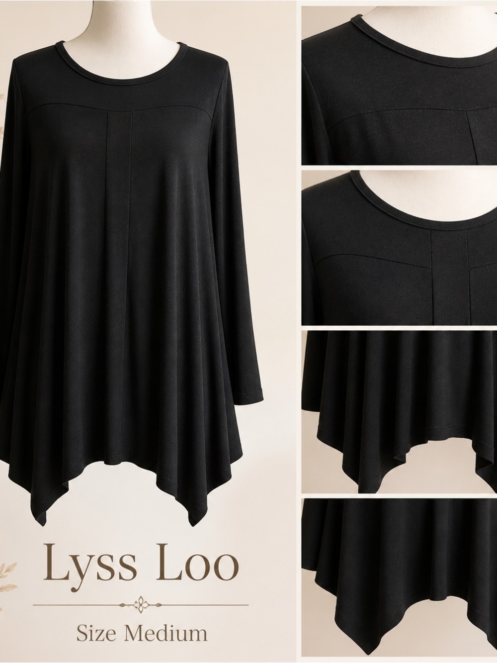 Lyss Loo Black Flowing Asymmetric Hem Tunic